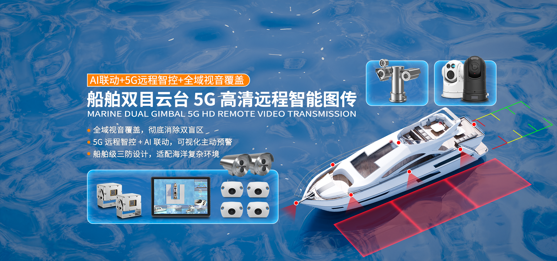 船舶双目云台5G高清远程智能图传